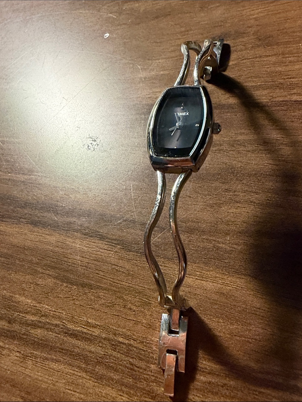 Timex Silver-tone Bracelet Watch with Black Dial